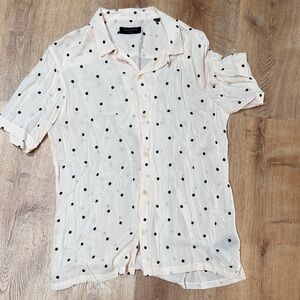 All Saints Cream and Black Polka Dot Shirt